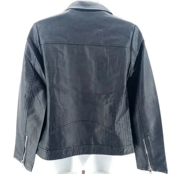 SPARKZ COPENHAGEN Faux Leather Moto Biker Jacket SMALL - Picture 4 of 9
